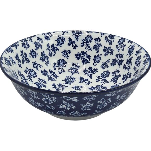 Emika Floral 8.25in  Asian Ceramic Ramen Noodle Bowl Set Of‎ 2pc White Blue - Picture 4 of 13